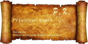 Priviczer Kamil névjegykártya